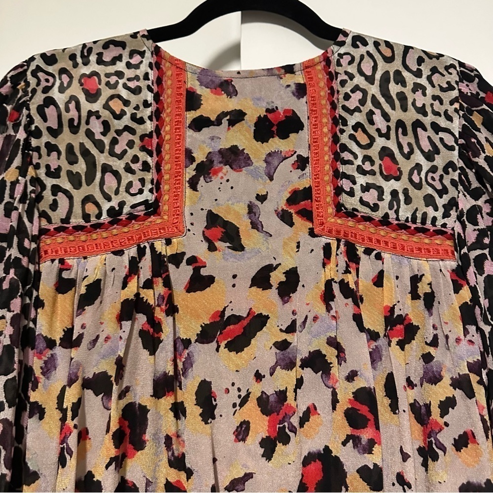 Anthropologie Blank London Joelle Leopard Print Peasant Blouse Size XS - Picture 4 of 8